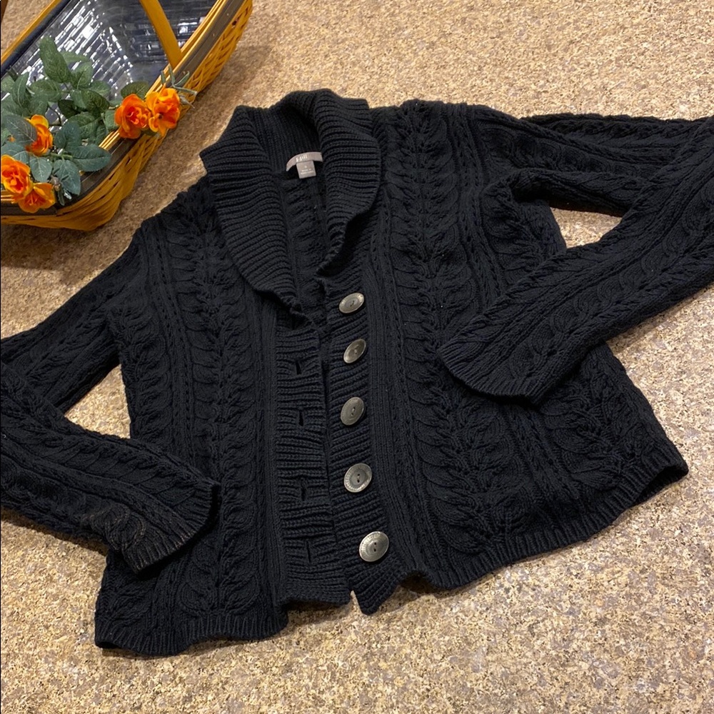 J Jill Black Long Sleeve Sweater With FLAWS Small